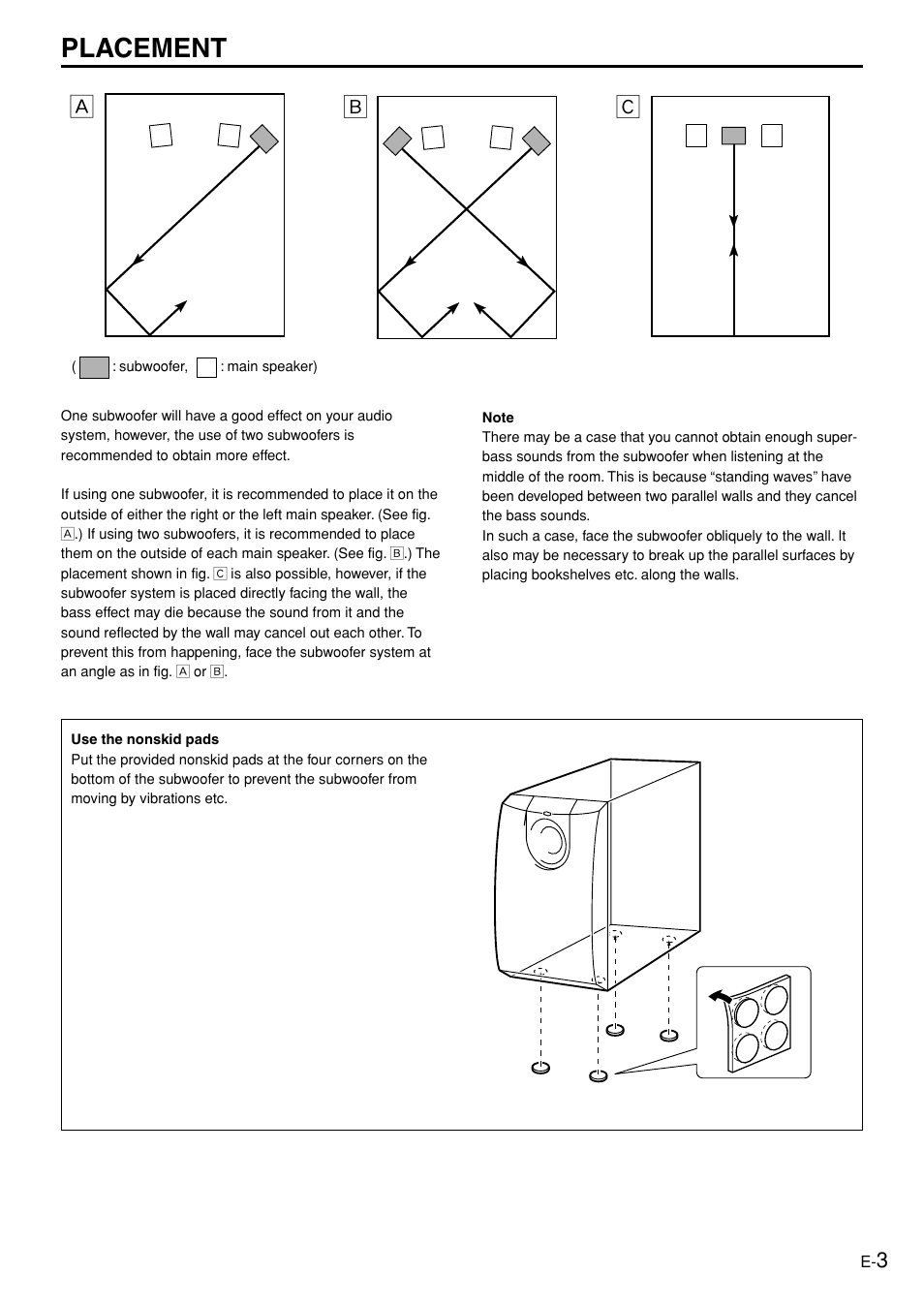 Placement, Çı å | Yamaha YST-SW005 User Manual | Page 7 / 19
