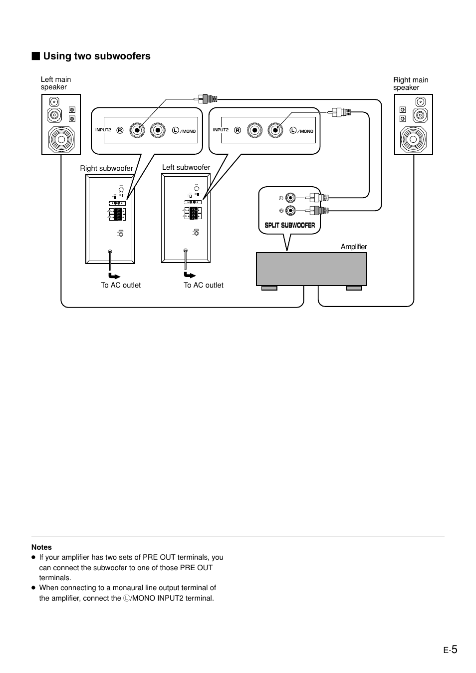 English, Using two subwoofers | Yamaha YST-SW005 User Manual | Page 9 / 19