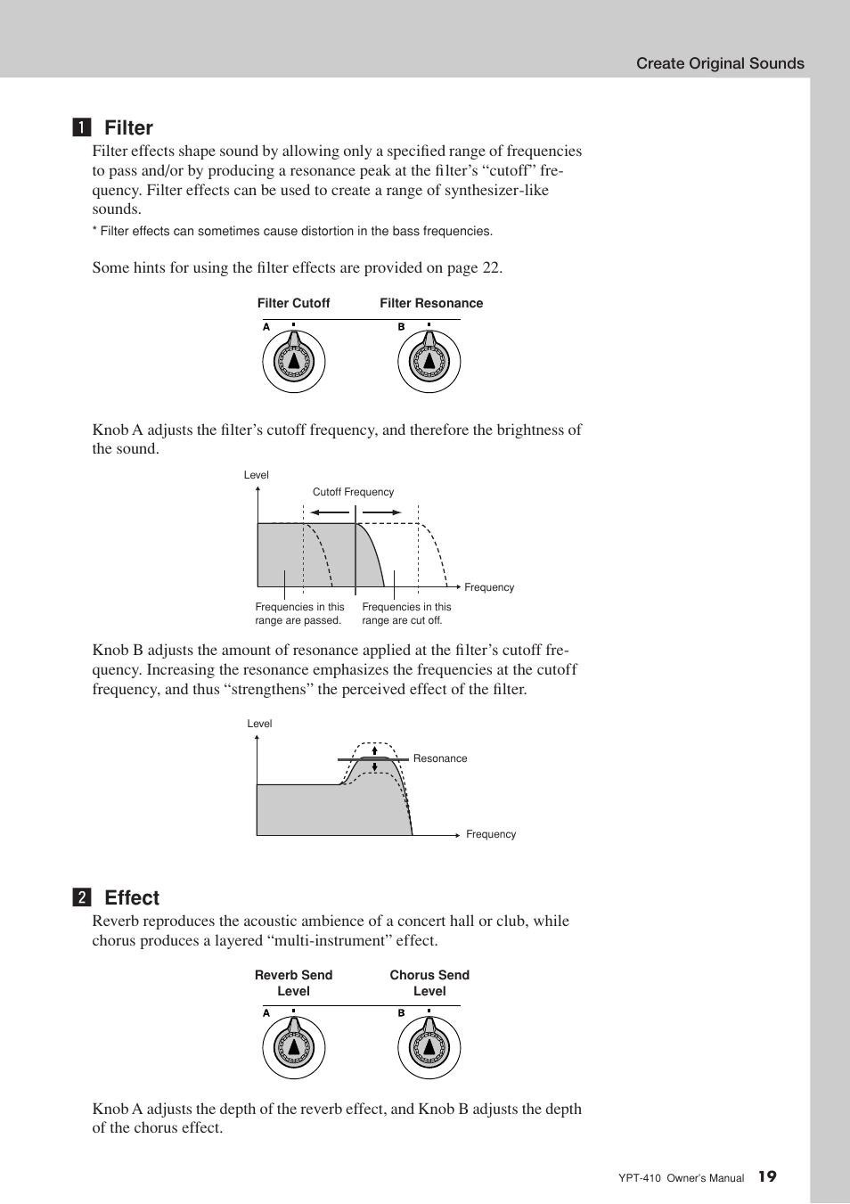 Z filter, X effect | Yamaha YPT-410 User Manual | Page 19 / 127