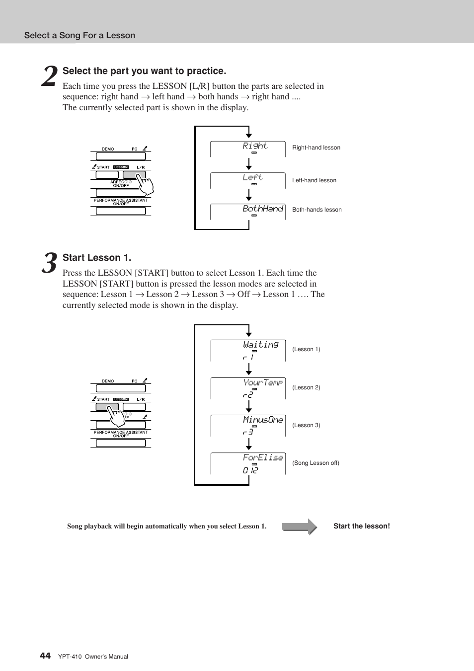 Yamaha YPT-410 User Manual | Page 44 / 127