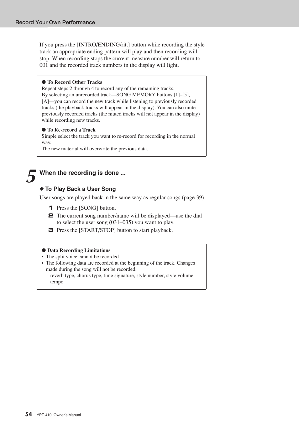 Yamaha YPT-410 User Manual | Page 54 / 127