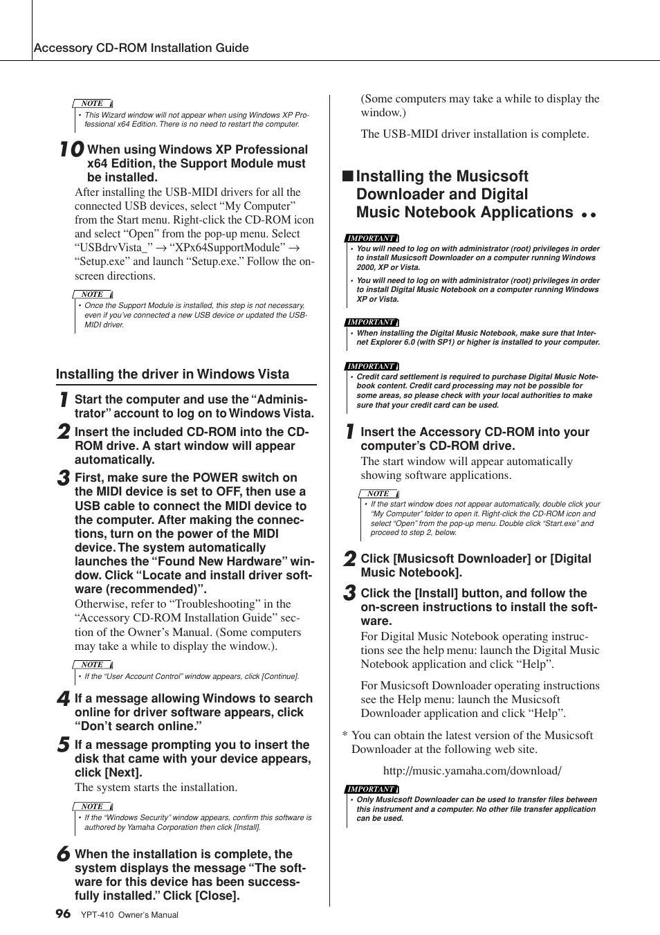 Yamaha YPT-410 User Manual | Page 96 / 127