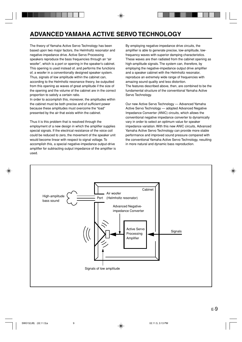 Advanced yamaha active servo technology, English | Yamaha YST-SW015 User Manual | Page 13 / 16