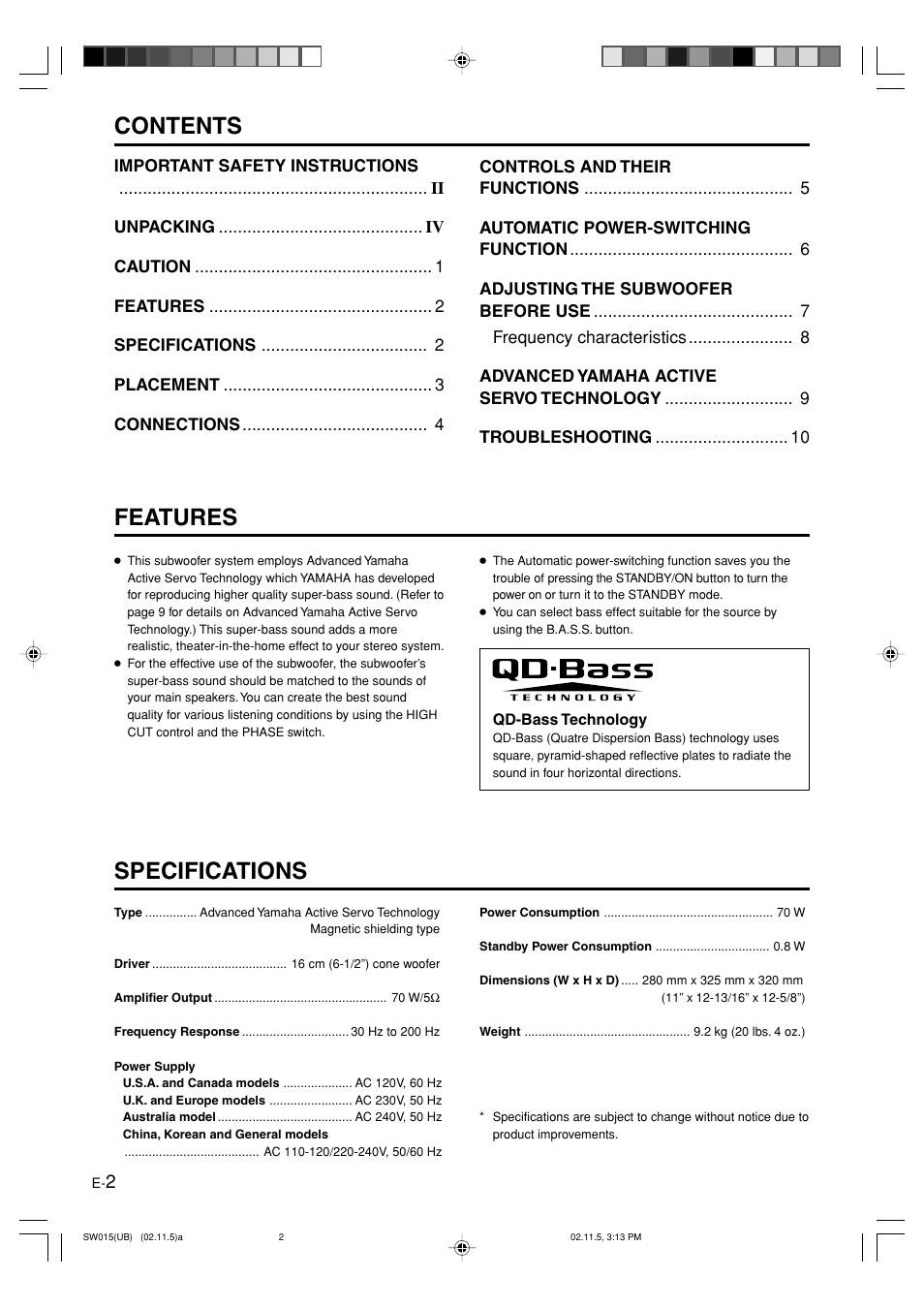 Yamaha YST-SW015 User Manual | Page 6 / 16