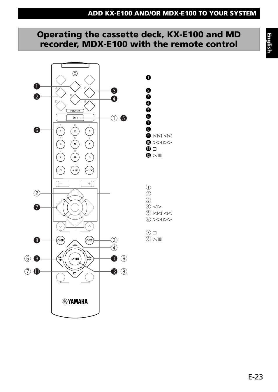 Add kx-e100 and/or mdx-e100 to your system, E-23 | Yamaha RL RX-E100 User Manual | Page 25 / 31