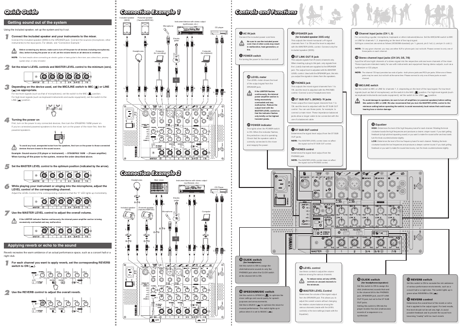 Quick guide, Connection example 2 | Yamaha STAGEPAS 150M User Manual | Page 2 / 2