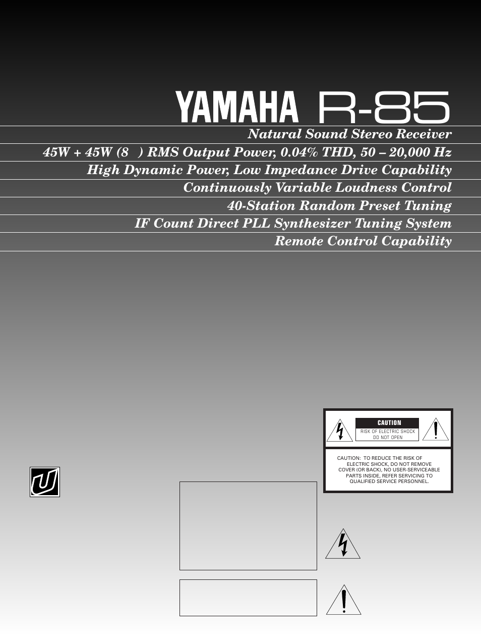 Yamaha R-85 User Manual | 16 pages