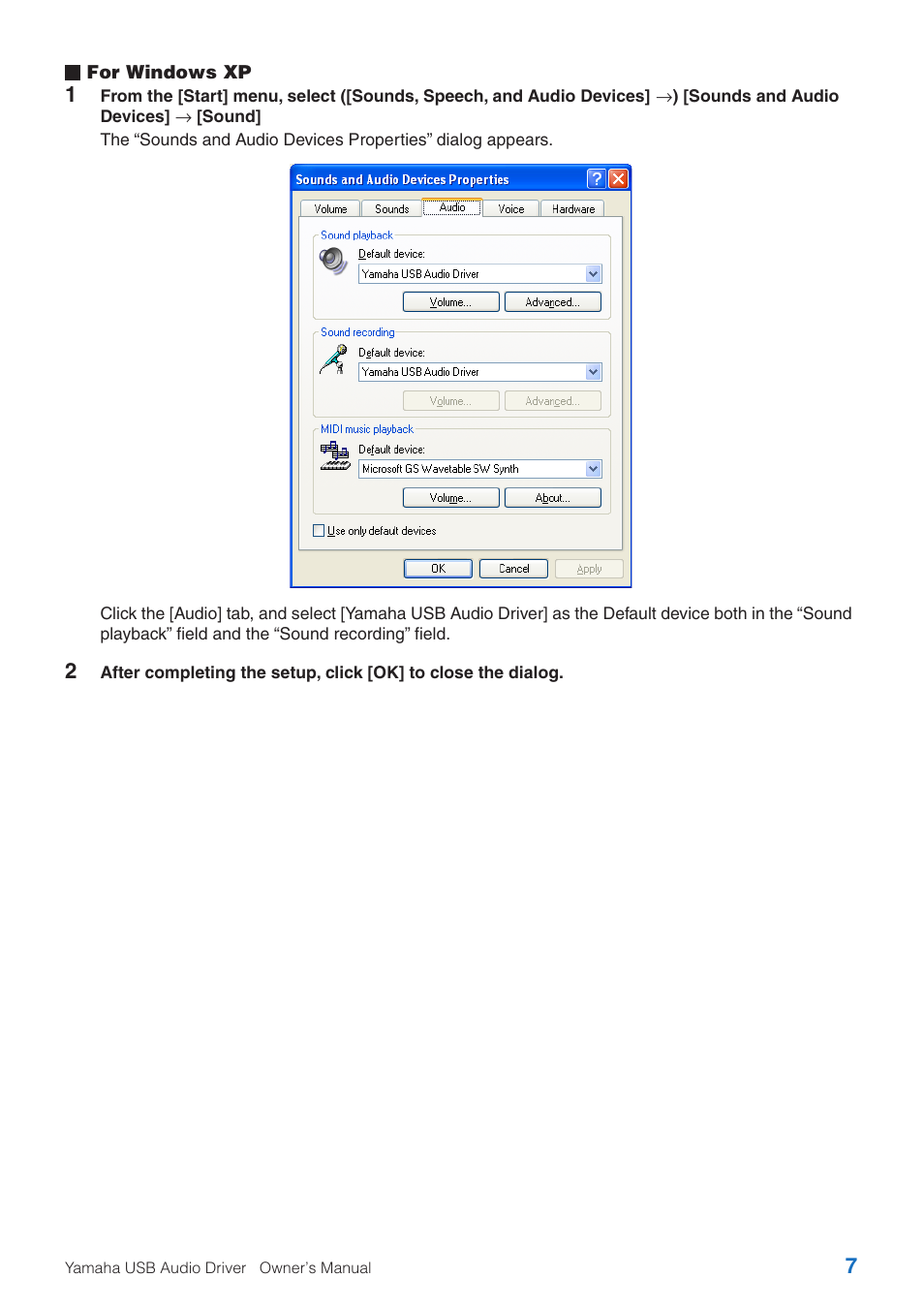 Yamaha USB Audio Driver User Manual | Page 7 / 9