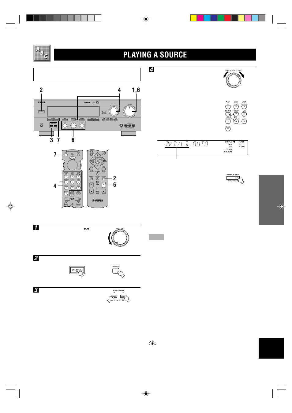 Playing a source | Yamaha HTR-5250 User Manual | Page 25 / 67