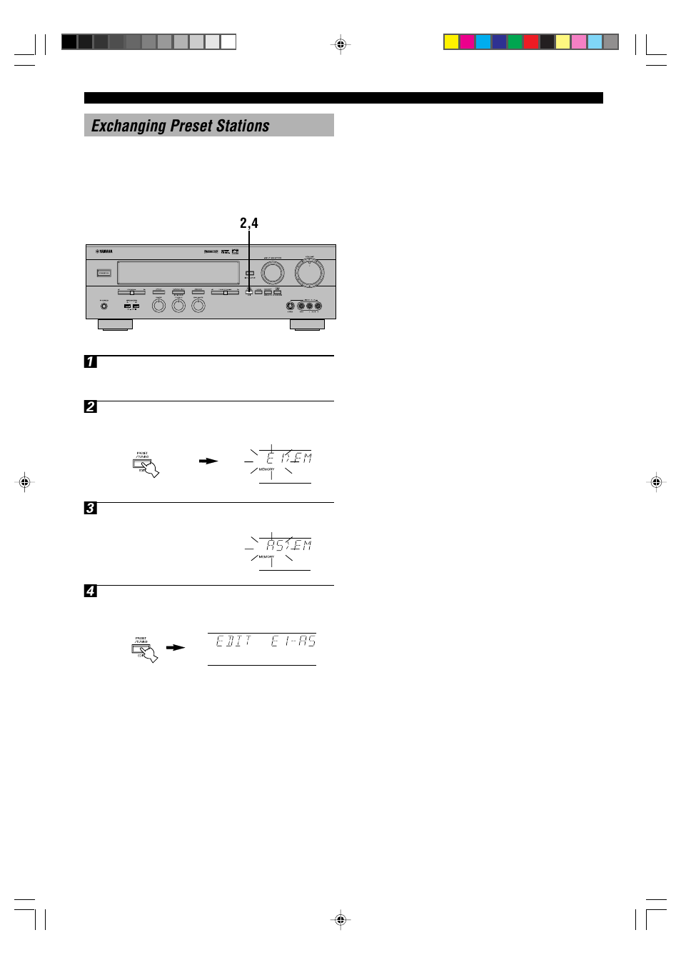 Exchanging preset stations | Yamaha HTR-5250 User Manual | Page 34 / 67