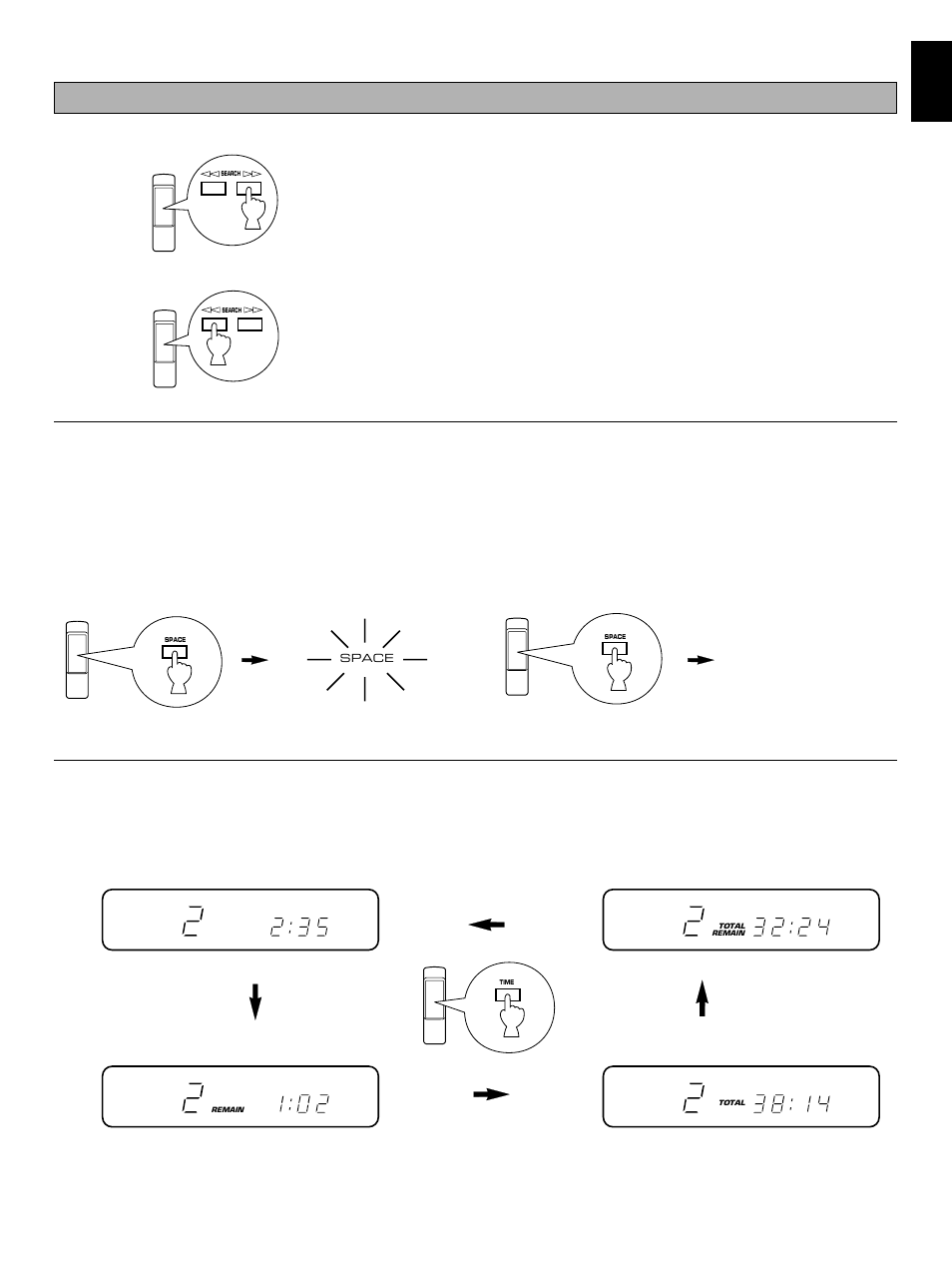 English, Automatic spacing, Selecting time displays | Yamaha CDX-10 User Manual | Page 9 / 20