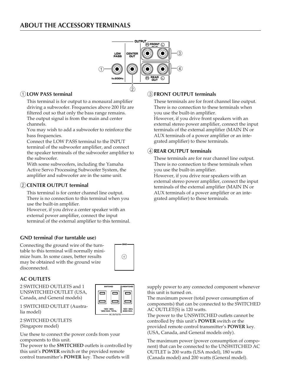 11 about the accessory terminals | Yamaha RX-V2090 User Manual | Page 11 / 40