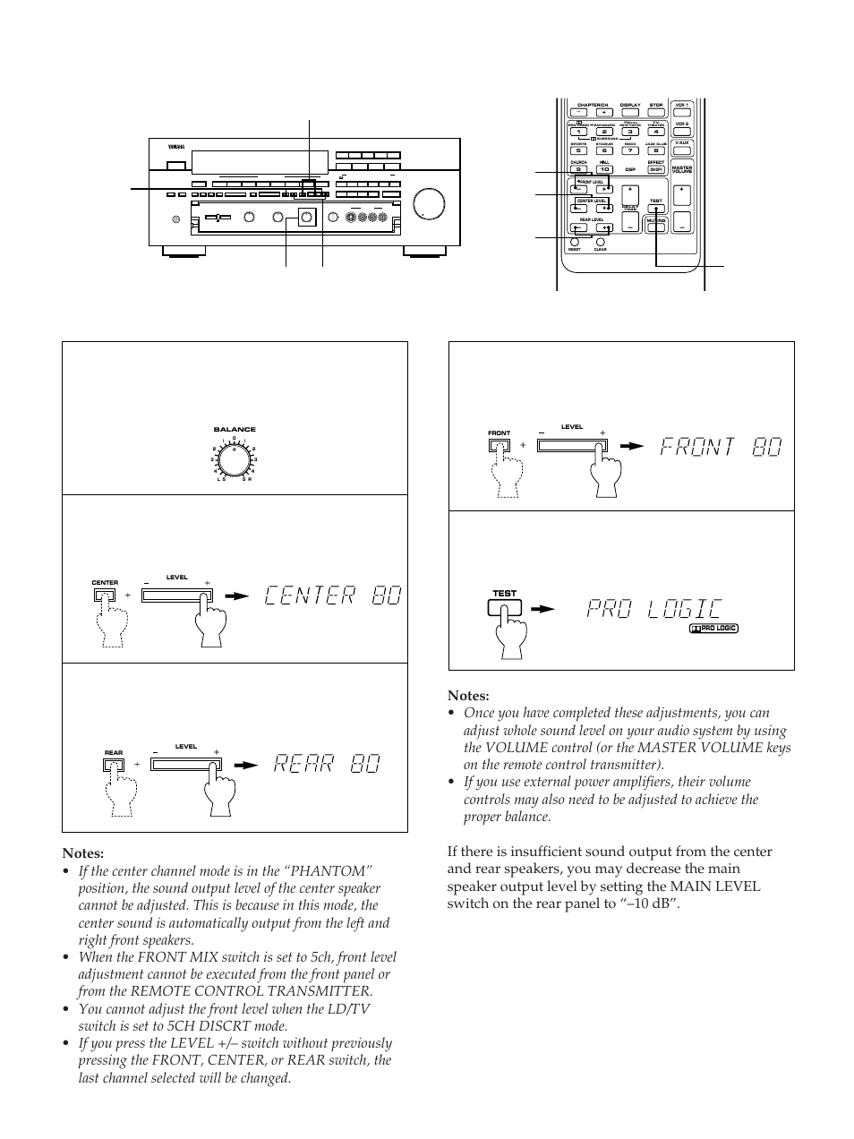 Cancel the test tone, The previous mode is selected | Yamaha RX-V2090 User Manual | Page 18 / 40