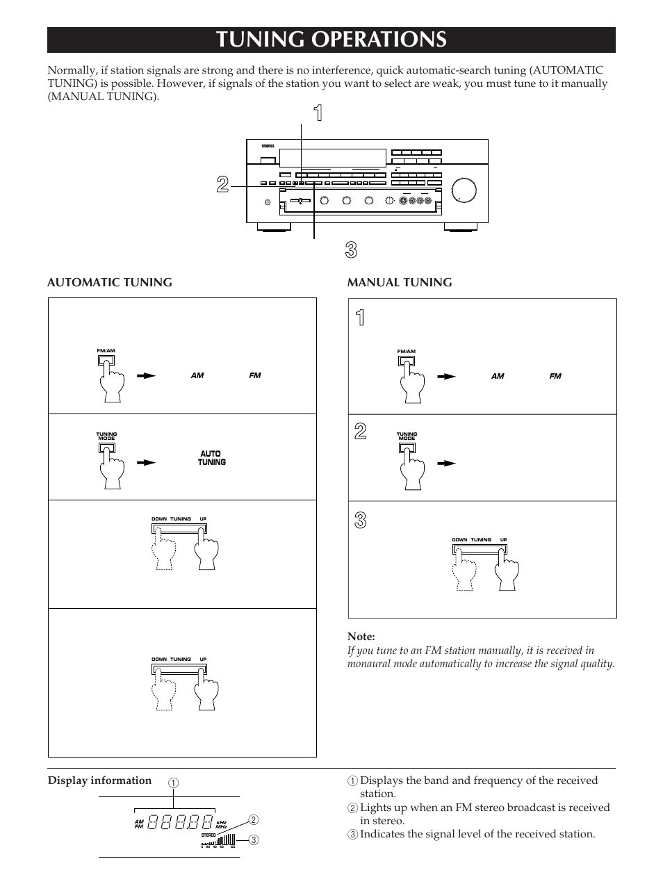 Tuning operations | Yamaha RX-V2090 User Manual | Page 22 / 40