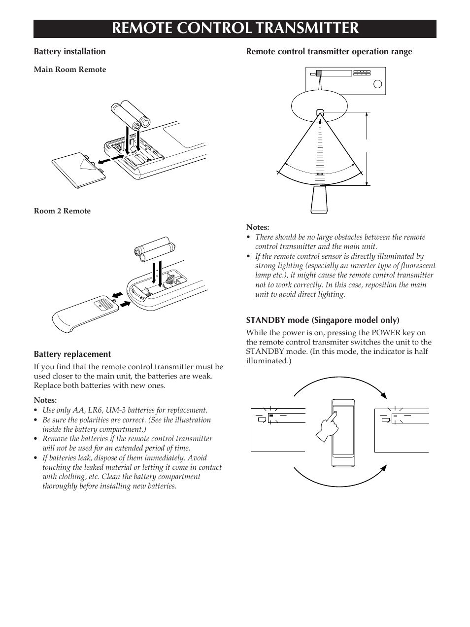Remote control transmitter | Yamaha RX-V2090 User Manual | Page 32 / 40
