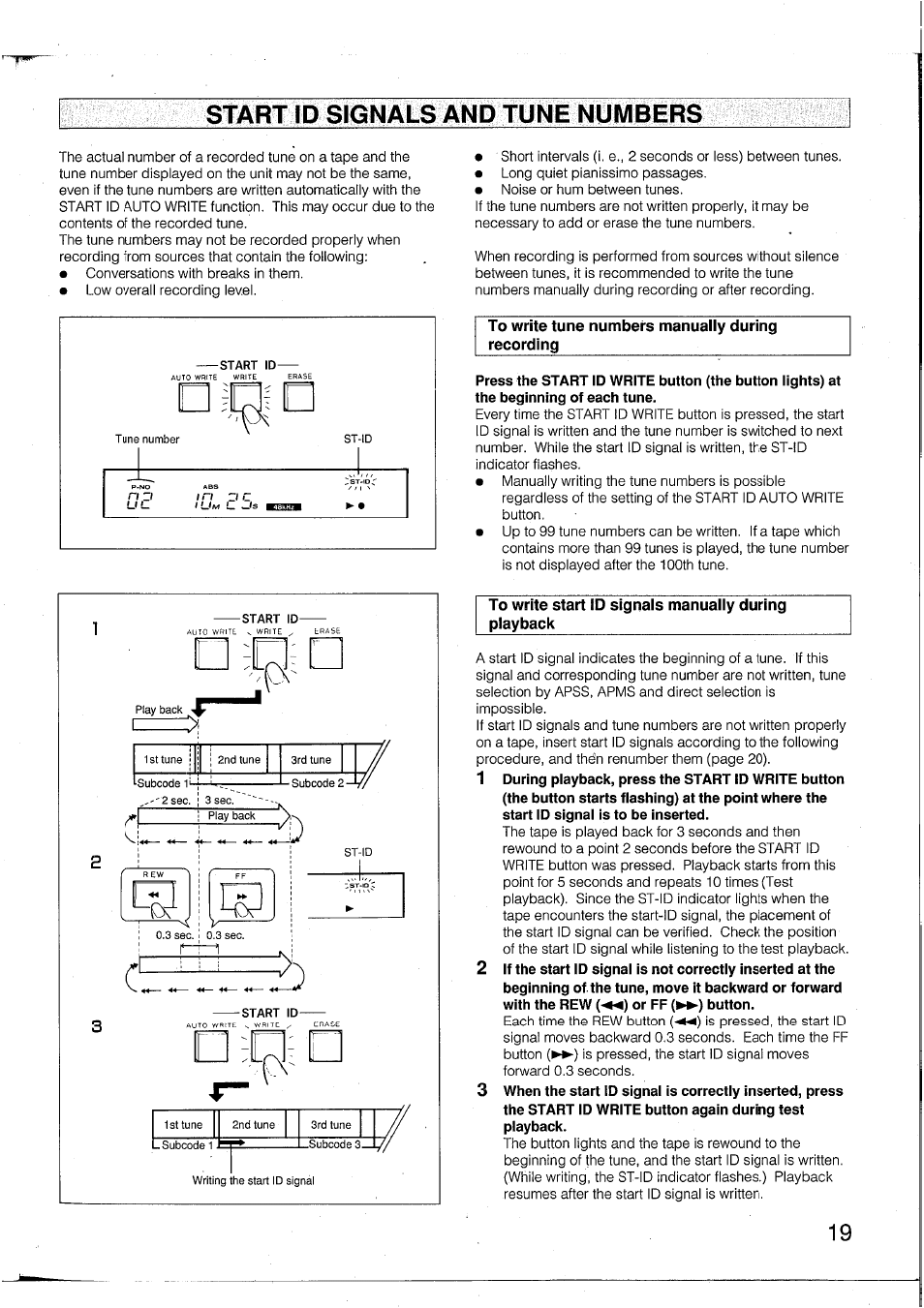 Start id signals and tune numbers, Start id signals and tune numbers...........i | Yamaha DTR2 User Manual | Page 19 / 88