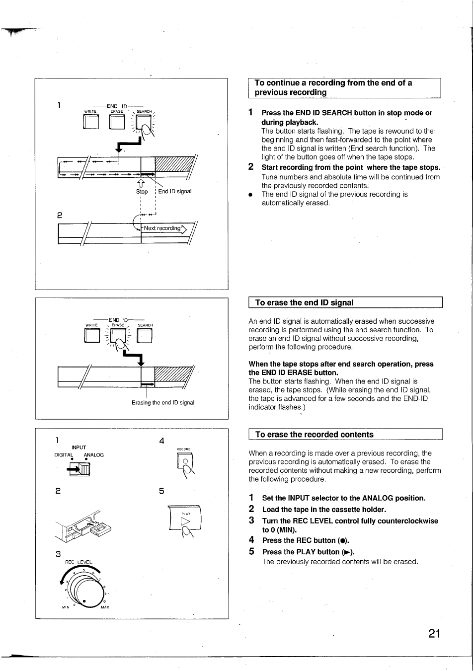 1 set the input selector to the analog position, 2 load the tape in the cassette holder, 4 press the rec button (•) | 5 press the play button (►) | Yamaha DTR2 User Manual | Page 21 / 88