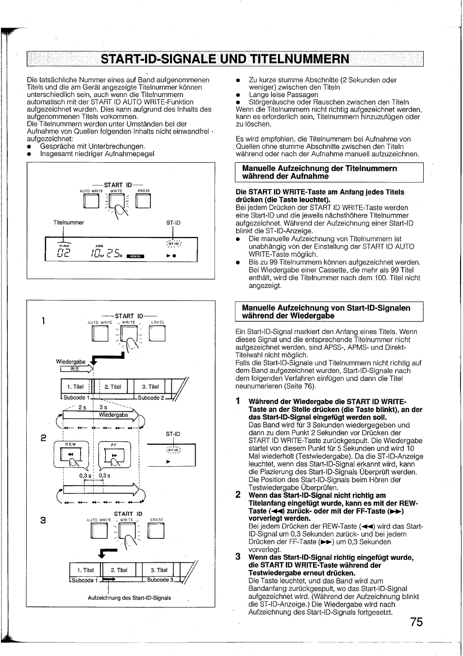 Start-id-signale und titelnummern | Yamaha DTR2 User Manual | Page 75 / 88