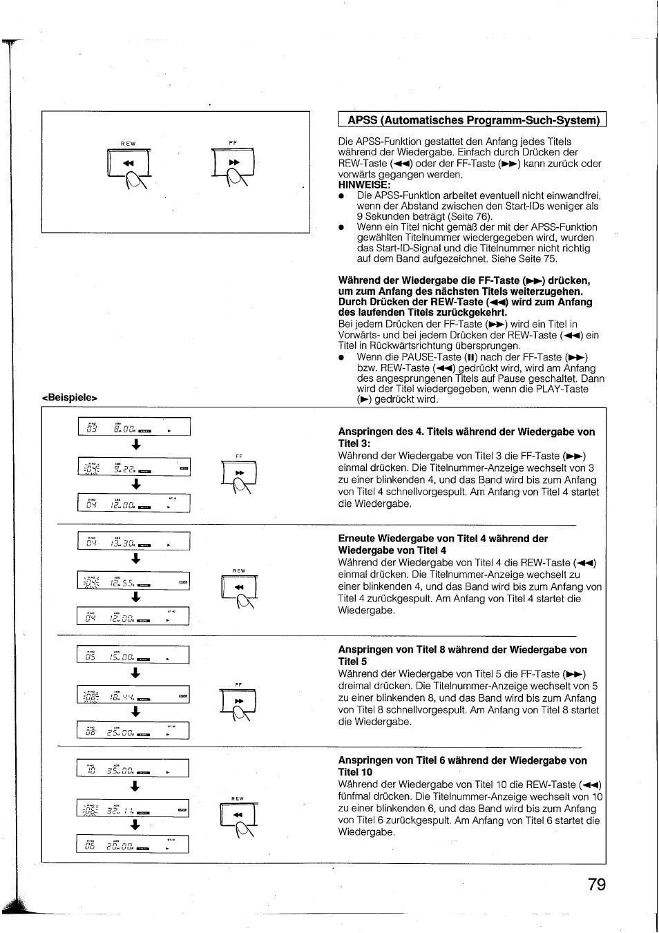 Apss (automatisches programm-such-system), Hinweise | Yamaha DTR2 User Manual | Page 79 / 88