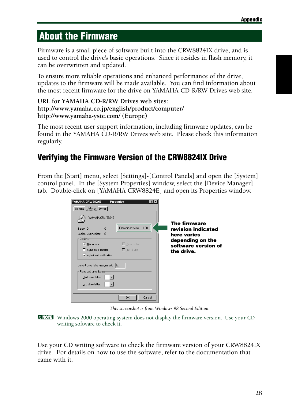 About the firmware | Yamaha CRW8824IX Series User Manual | Page 37 / 44