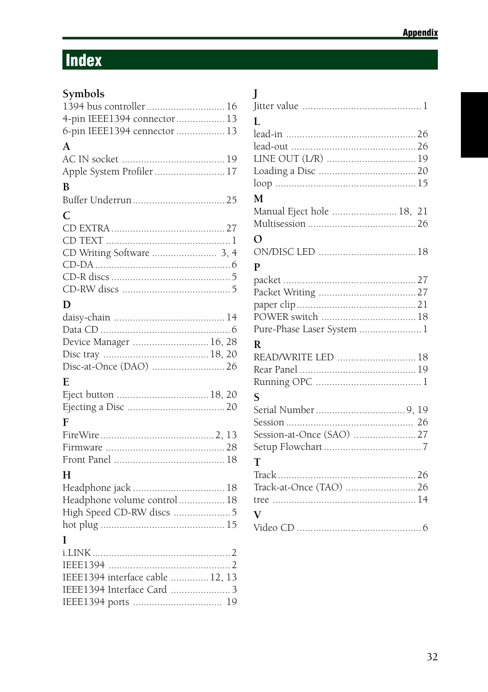 Index | Yamaha CRW8824IX Series User Manual | Page 41 / 44