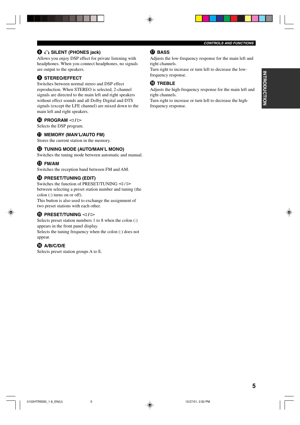 Yamaha HTR-5550 User Manual | Page 9 / 67