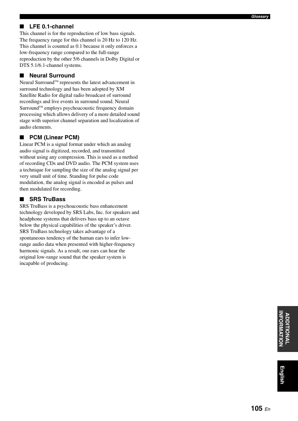 Yamaha Digital Sound Projector YSP-3050 User Manual | Page 109 / 118