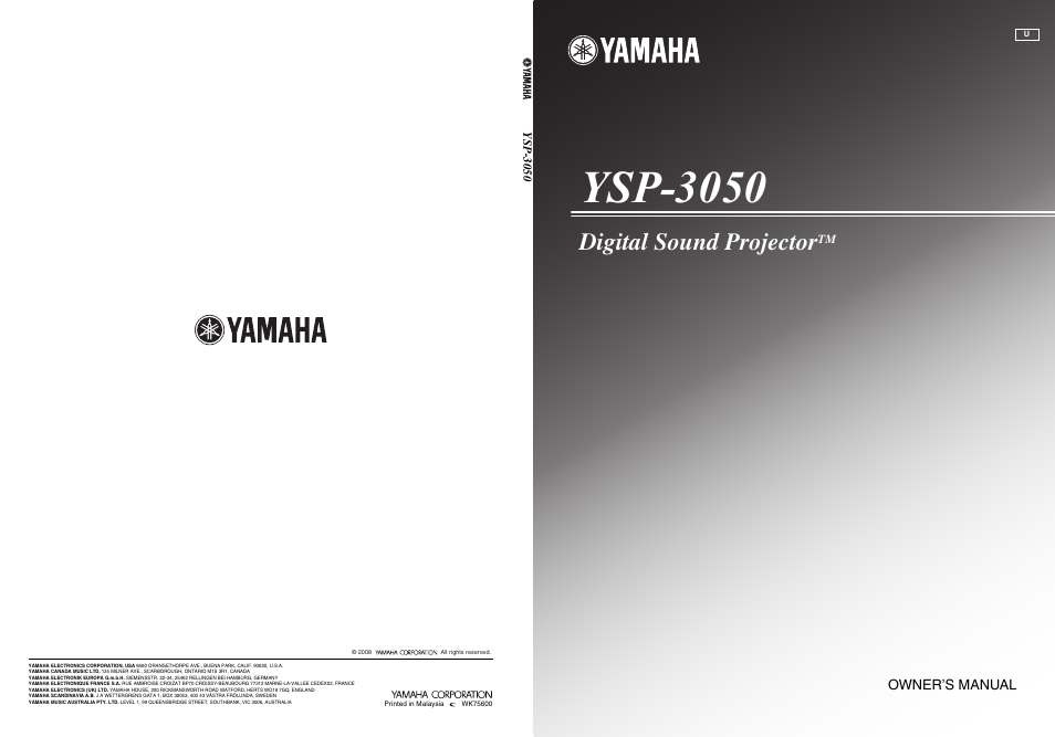 Ysp-3050, Digital sound projector | Yamaha Digital Sound Projector YSP-3050 User Manual | Page 116 / 118