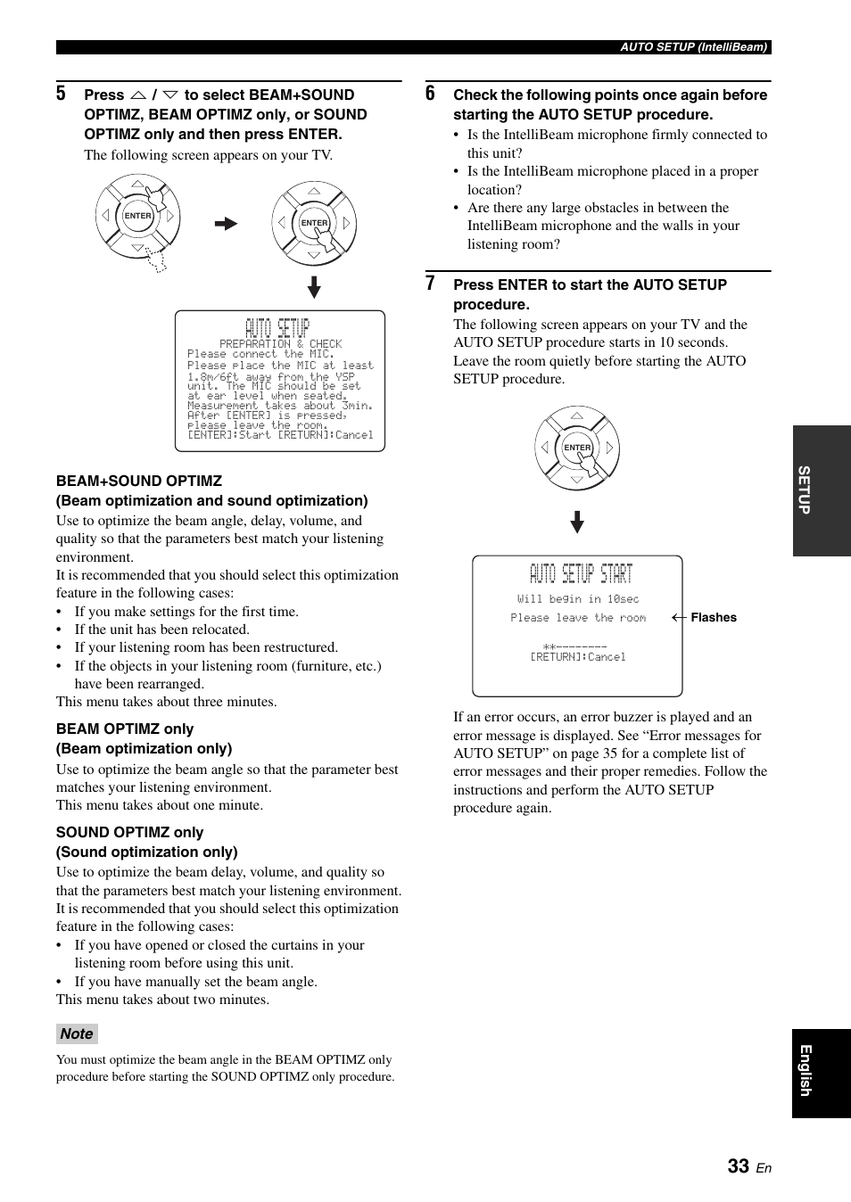 D 5 are skip, N in step 5 is disp, From step 6 | Auto setup, Auto setup start | Yamaha Digital Sound Projector YSP-3050 User Manual | Page 37 / 118