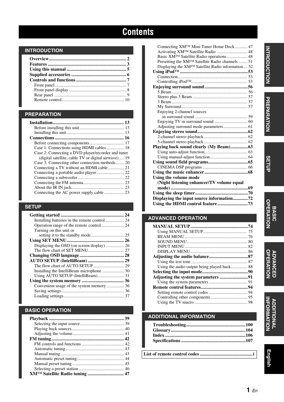 Yamaha Digital Sound Projector YSP-3050 User Manual | Page 5 / 118