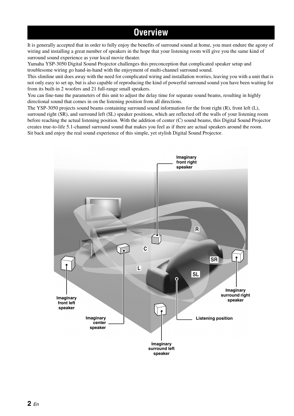 Introduction, Overview | Yamaha Digital Sound Projector YSP-3050 User Manual | Page 6 / 118