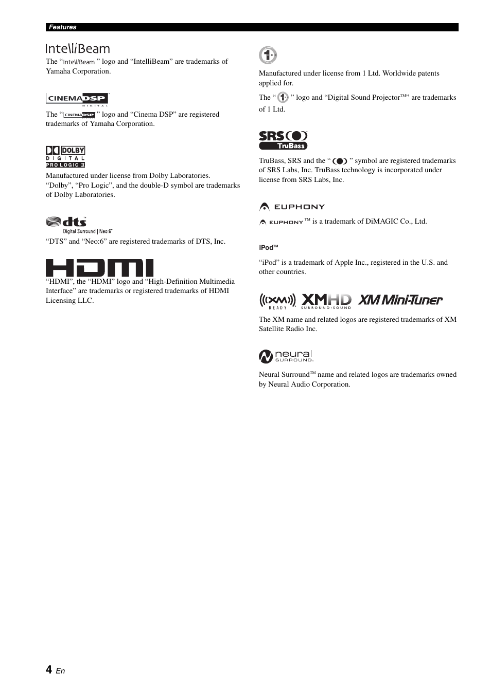 Yamaha Digital Sound Projector YSP-3050 User Manual | Page 8 / 118