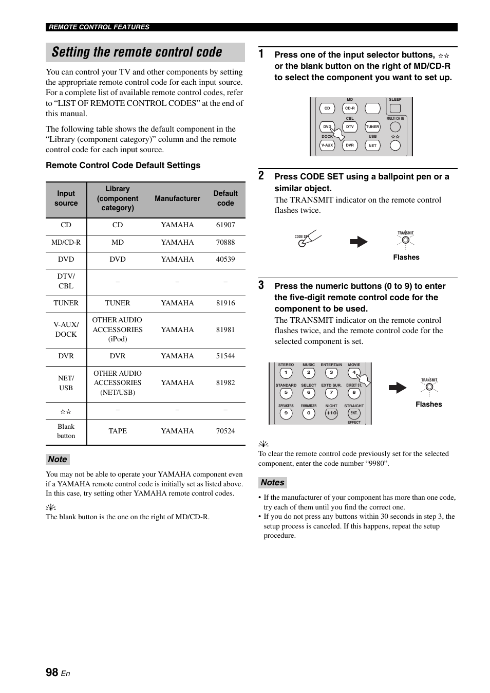 Setting the remote control code | Yamaha RX-N600D User Manual | Page 100 / 142