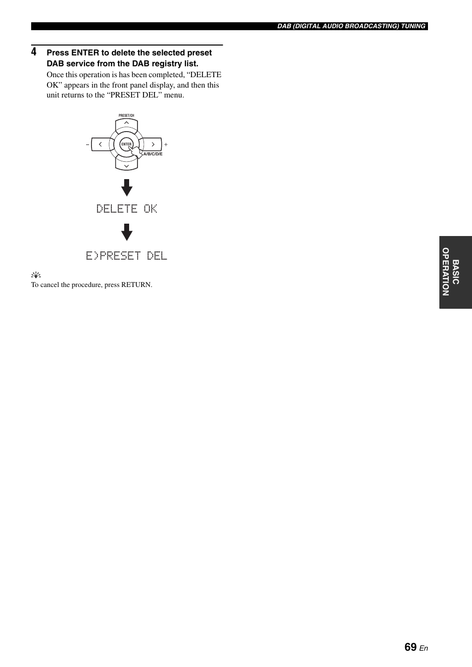 Delete ok e)preset del | Yamaha RX-N600D User Manual | Page 71 / 142