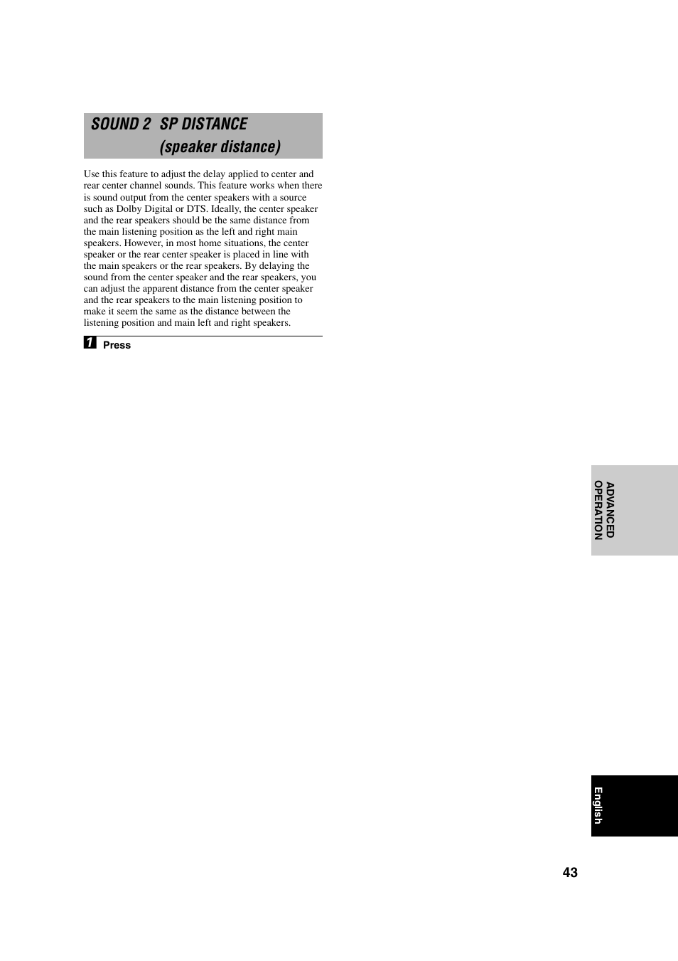 Sound 2 sp distance (speaker distance), Sound 3 lfe level, Sound 4 d. range (dynamic range) | Yamaha RX-V540RDS User Manual | Page 45 / 67