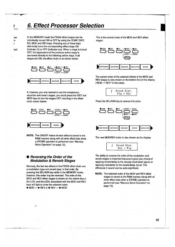 Effect processor selection | Yamaha FX500 User Manual | Page 11 / 97
