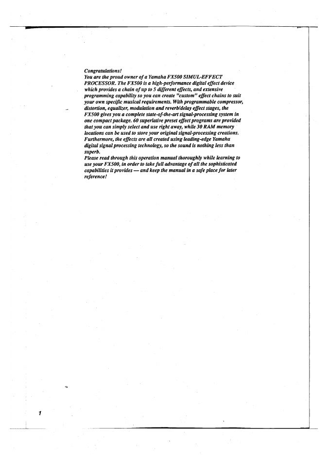 Yamaha FX500 User Manual | Page 2 / 97