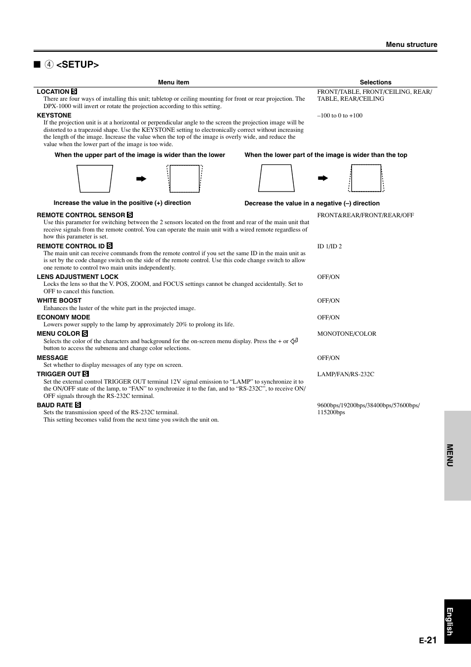 4 <setup | Yamaha DPX1000 User Manual | Page 26 / 45