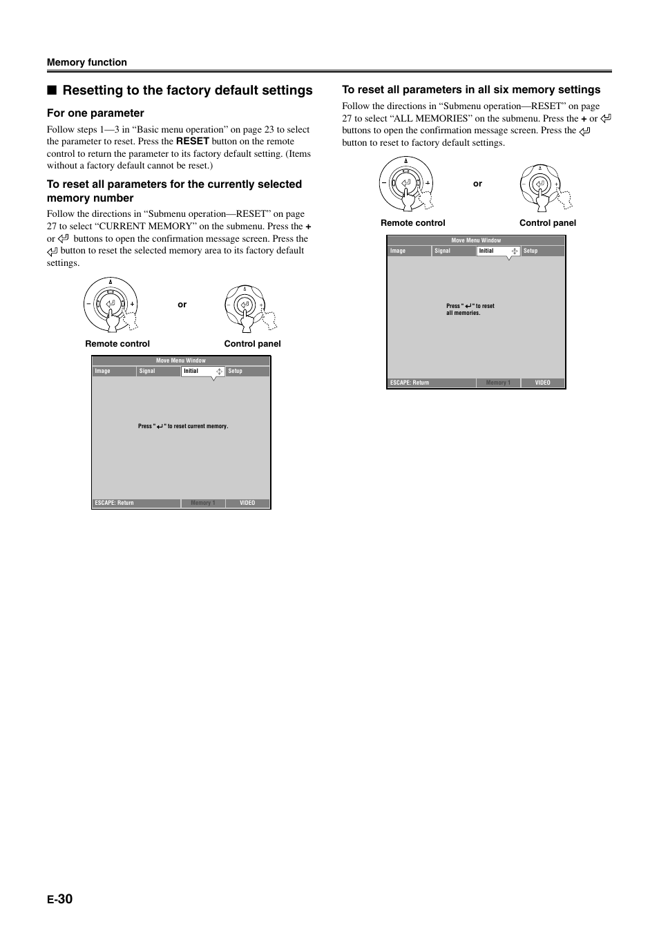 Resetting to the factory default settings, For one parameter | Yamaha DPX1000 User Manual | Page 35 / 45