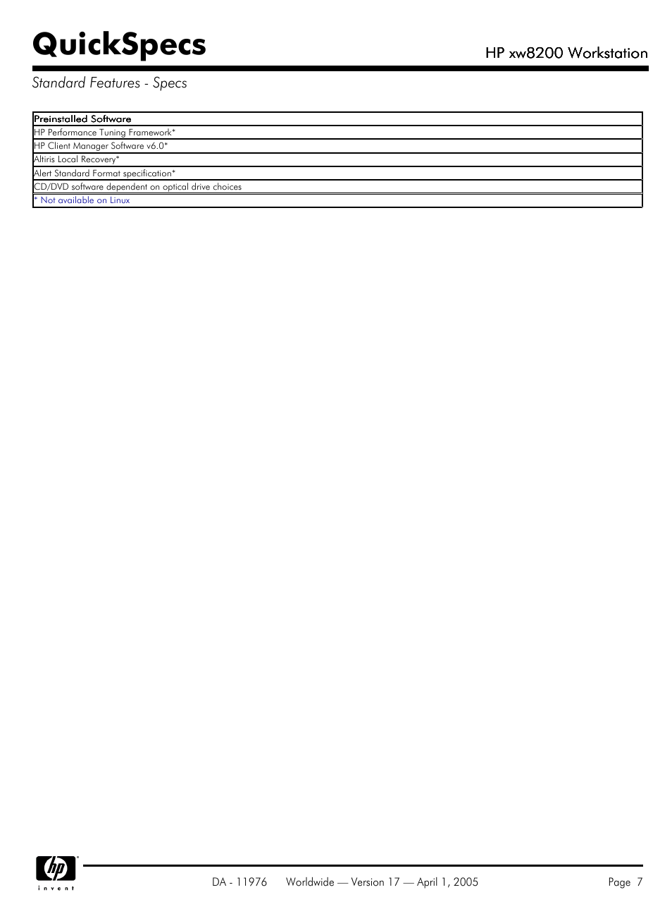 Quickspecs | Yamaha Laptop PC User Manual | Page 7 / 65