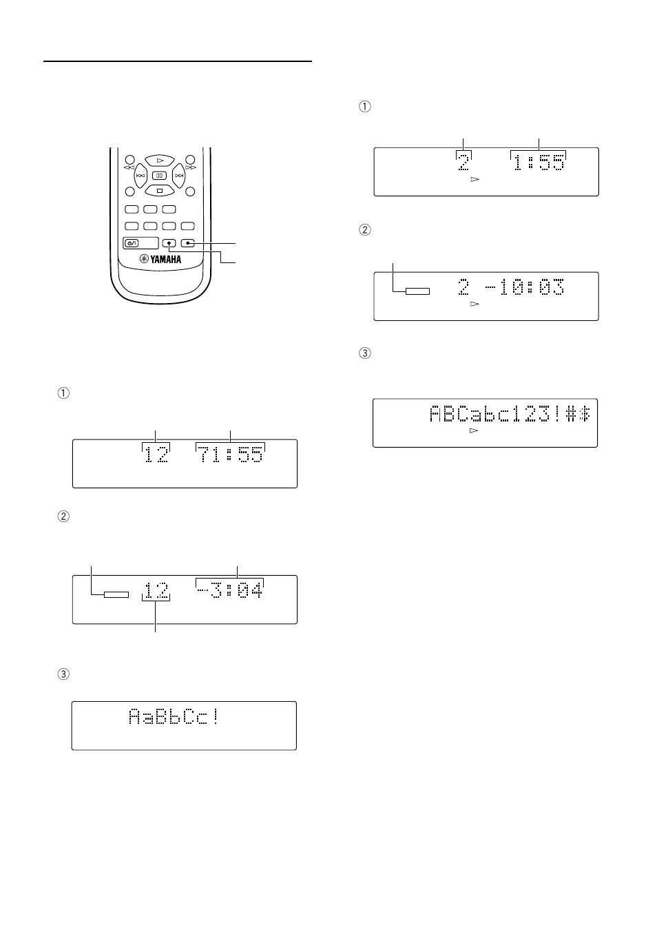 Switching the display, Current track number and elapsed time, Time remaining on the current track | Number of tracks and total playing time, Time remaining on the md (only for recordable mds) | Yamaha MDX-E100 User Manual | Page 8 / 24