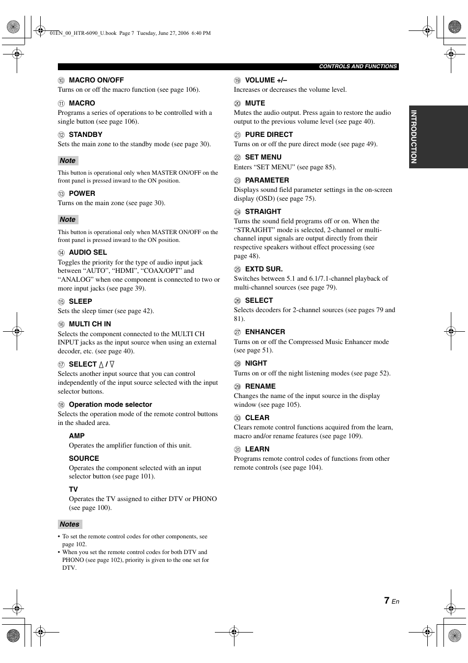 Yamaha HTR-6090 User Manual | Page 11 / 152