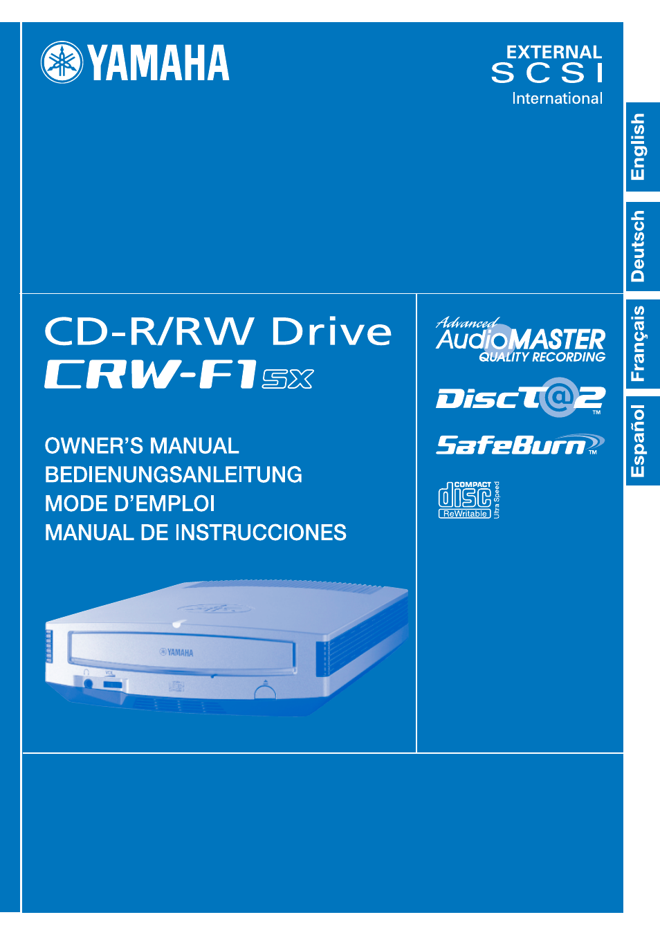 Yamaha CD Recordable/Rewritable Drive CRW-F1SX User Manual | 52 pages