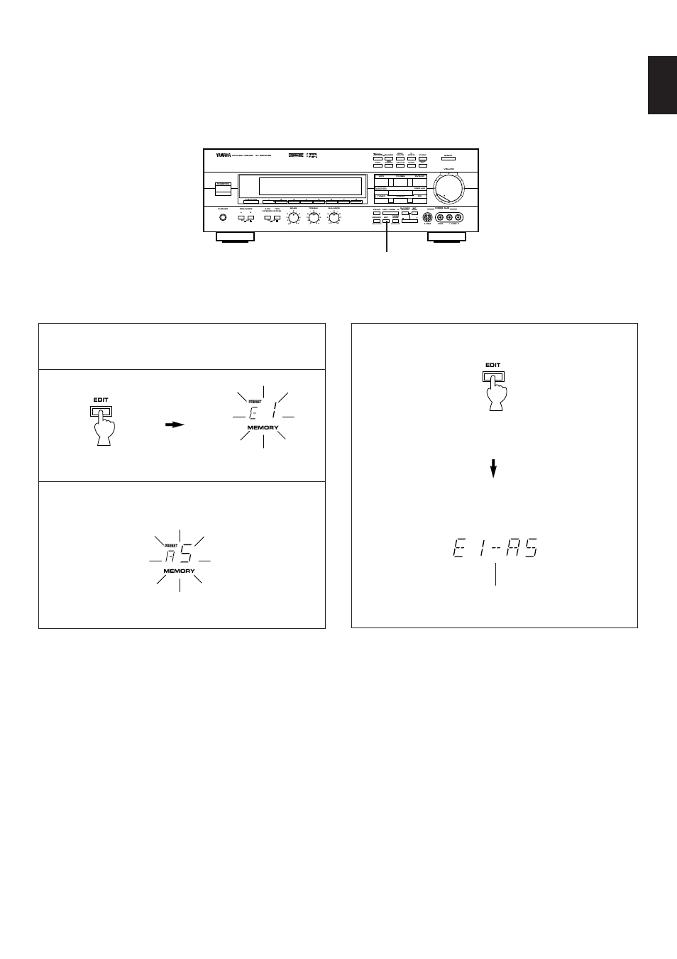 Exchanging preset stations, English, Aon off on off b | Man’l/auto fm, Auto/man’l mono | Yamaha R-V1103 User Manual | Page 37 / 59