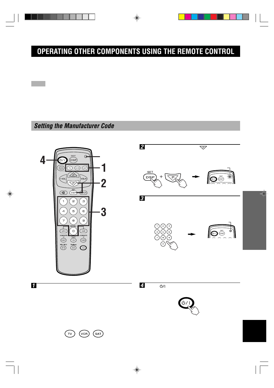 Setting the manufacturer code | Yamaha AV-S70 User Manual | Page 25 / 40