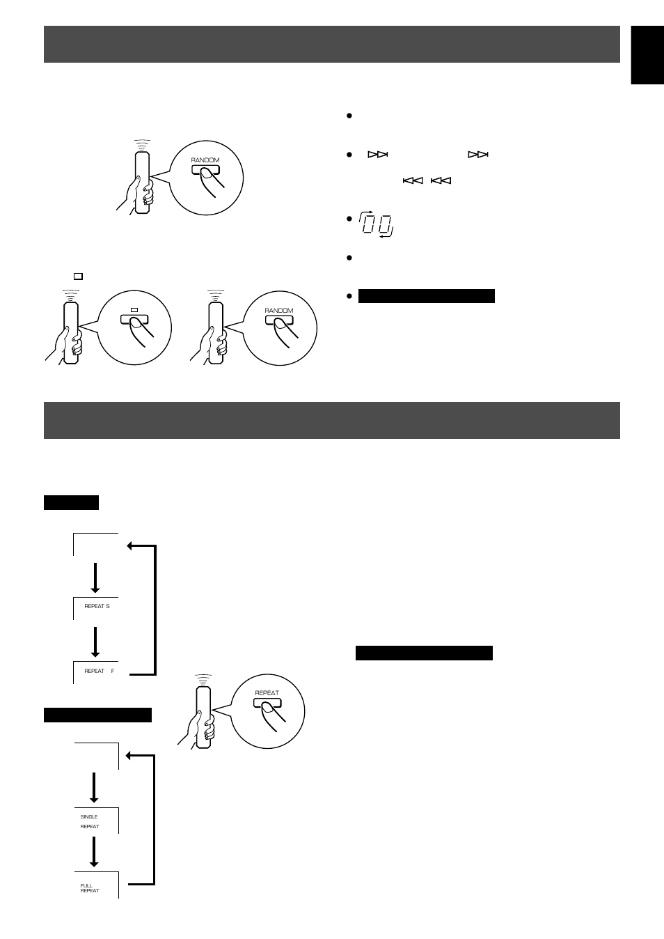 Random-sequence play, Repeat play, English | Yamaha CDX-396 User Manual | Page 17 / 28