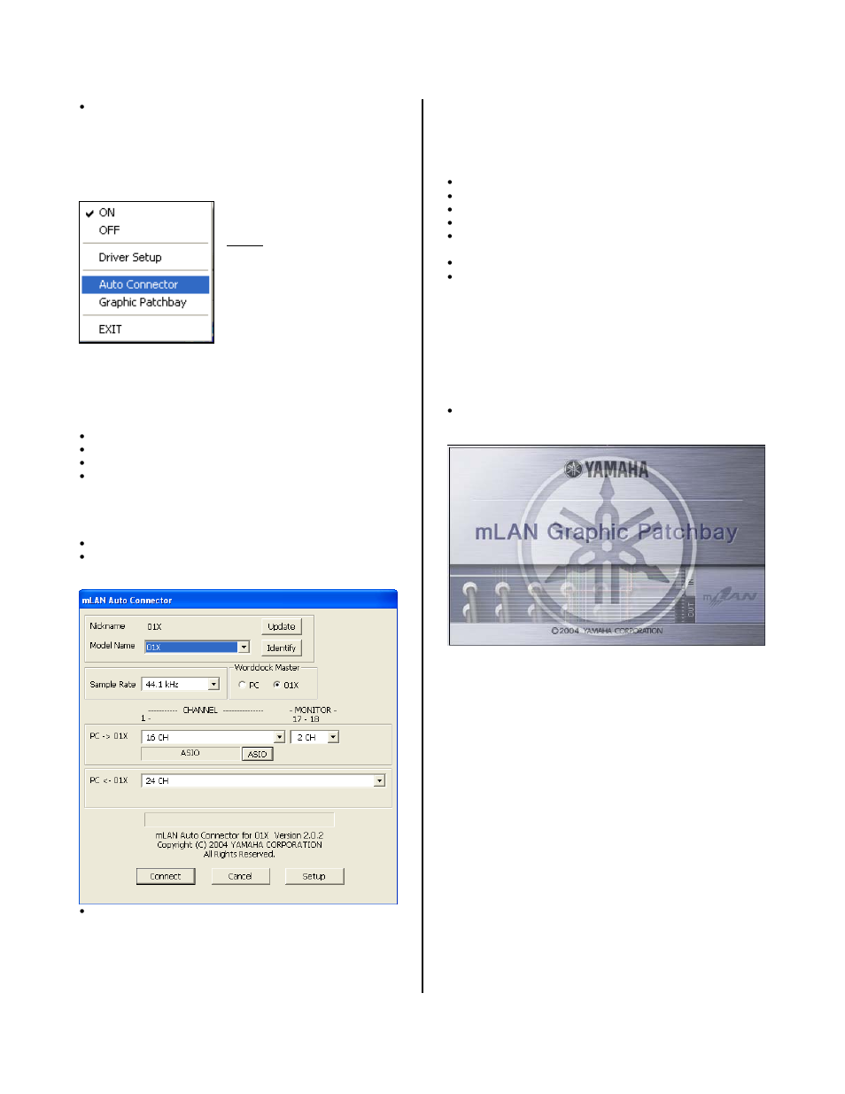 Auto connector | Yamaha mLAN System User Manual | Page 3 / 13