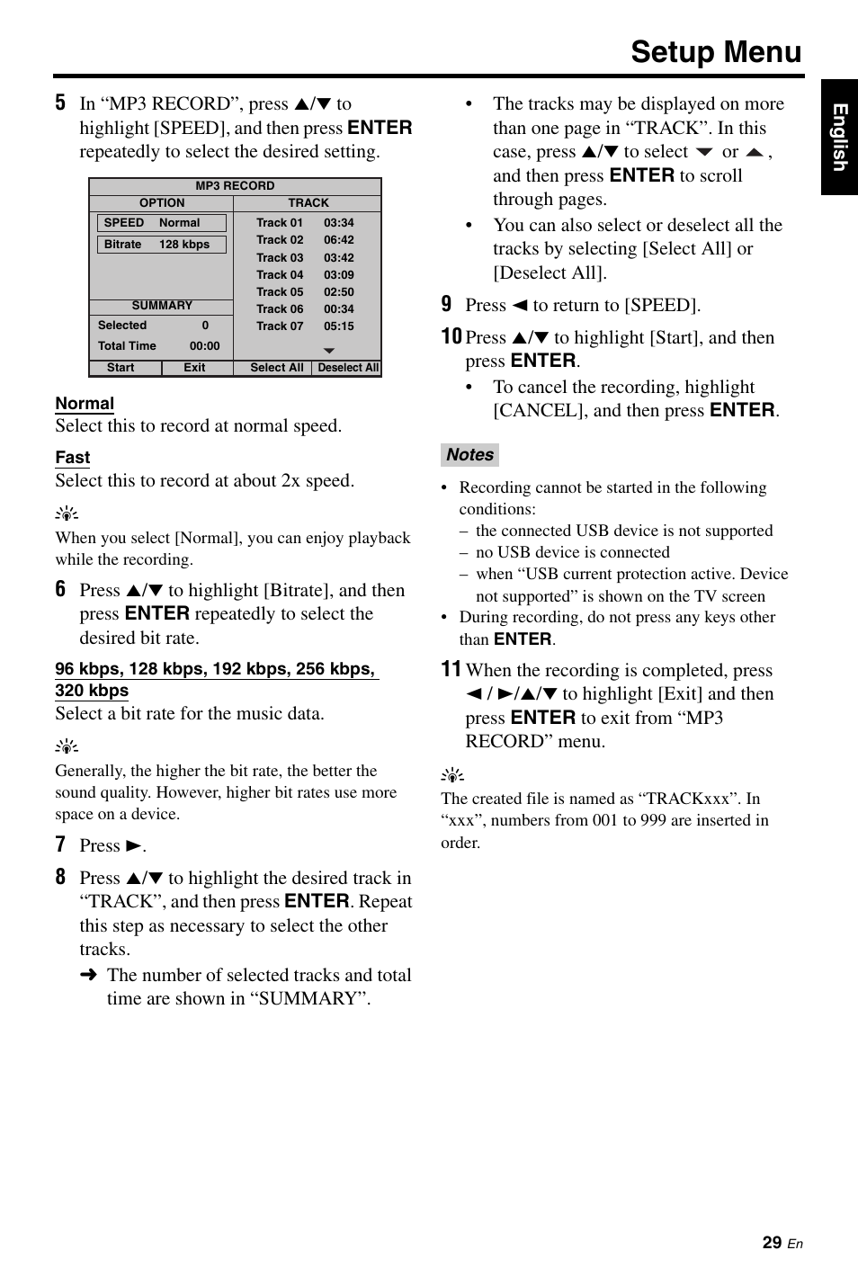 Setup menu | Yamaha DVD-S663 User Manual | Page 33 / 53