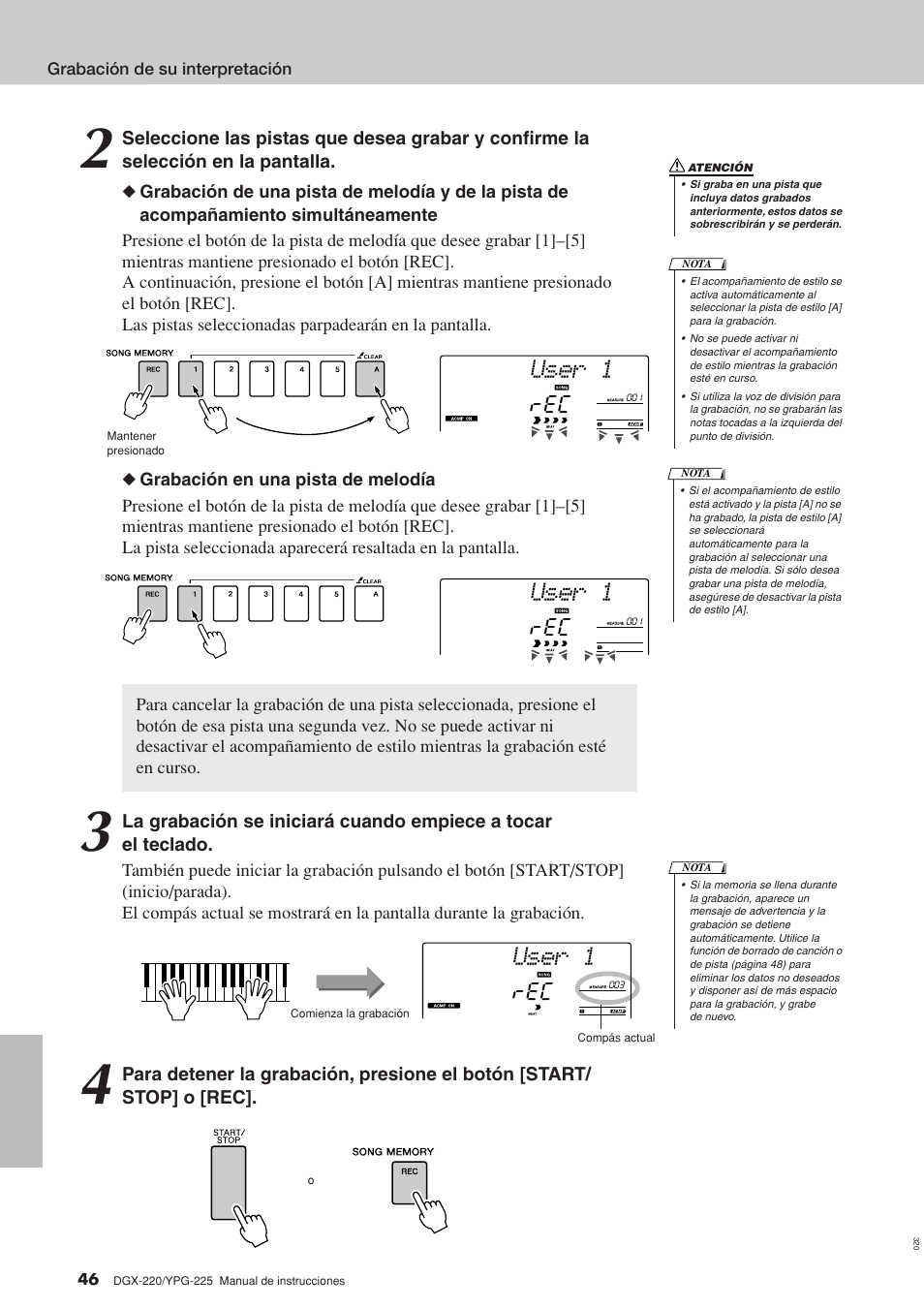User 1 | Yamaha DGX-220 User Manual | Page 46 / 124