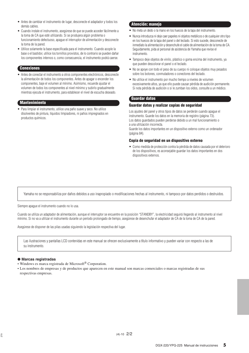 Yamaha DGX-220 User Manual | Page 5 / 124